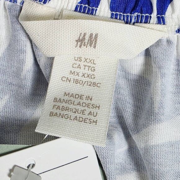 H&M Blue White Zebra Puff Sleeve Top XXL (NWT) - Picture 7 of 8